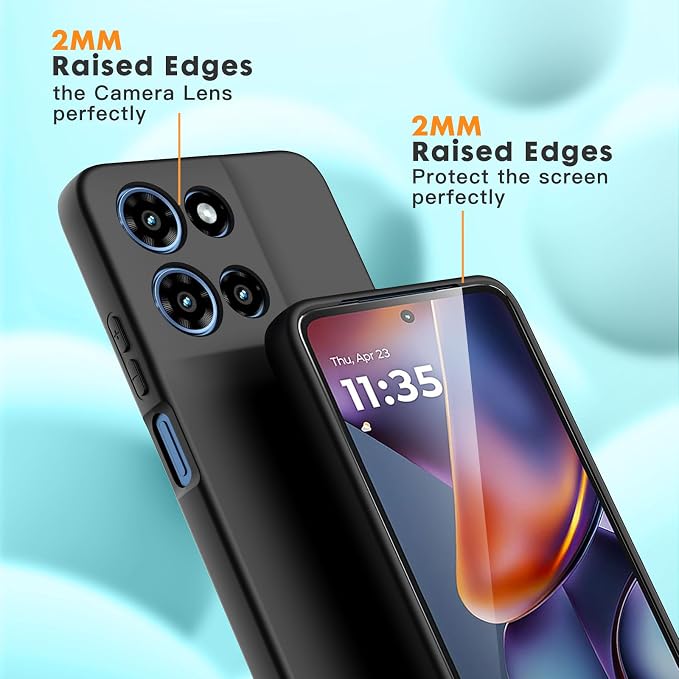 for Motorola Moto G 2025 Case, 2 Pack Tempered Glass Screen Protectors, Soft TPU Liquid Silicone Shockproof Gel Case-Black