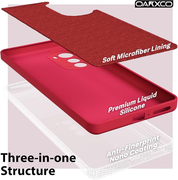 oakxco for Motorola Edge 2022 Phone Case Liquid Silicone Grip Bumper, Cute Thin Slim Soft Rubber TPU Plain Smooth Gel Cover for Women Girl Aesthetic Design, Matte Solid Protective & Shockproof, Red