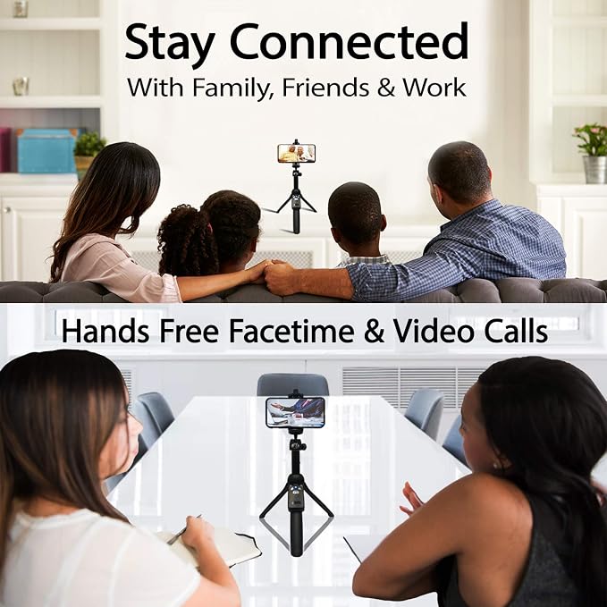 Fugetek 42" Compact Selfie Stick & Tripod, Extendable, Wireless Bluetooth Remote, Lightweight Aluminum, Travel Ready, Compatible with iPhone 14 13 12 Pro Xs Max Xr X 8Plus 7 & Android
