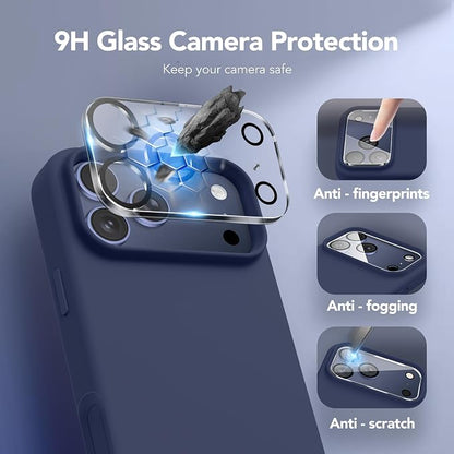 GONEZ Magnetic for iPhone 17 Pro Max Case, Compatible with MagSafe, [Screen Protector + Camera Lens Protector], Liquid Silicone Anti-Scratch Shockproof Protective Phone Case 6.9 inch, Navy Blue