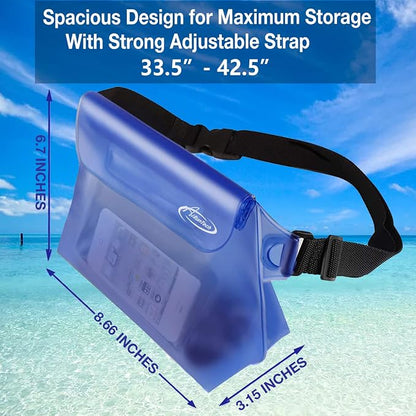 AiRunTech Waterproof Fanny Pack, Beach Cruise Vacation Essentials, Waterproof Pouch Protect Phone Passport Valuables Dry Safety, Paddle Board Kayaking Boating Swimming Accessories-2 Pack（Blue + Pink）