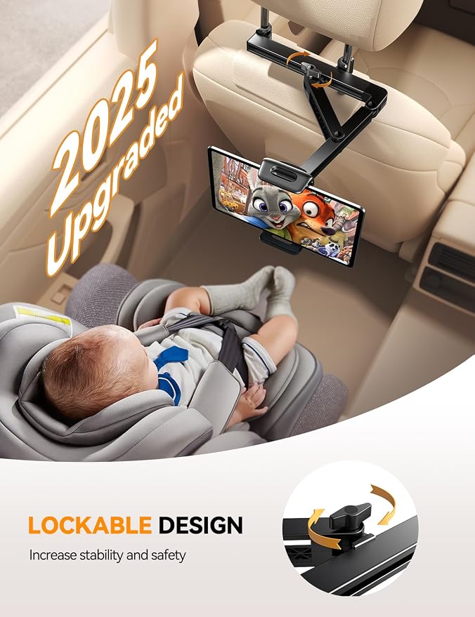 JOYROOM Tablet iPad Holder for Car Headrest, [Triangle Structure] iPad Car Mount Backseat, Road Trip Essentials for Kids, Tablet Car Mount for iPad Pro, Air, Mini, Galaxy, Switch, 4.7-13" Device