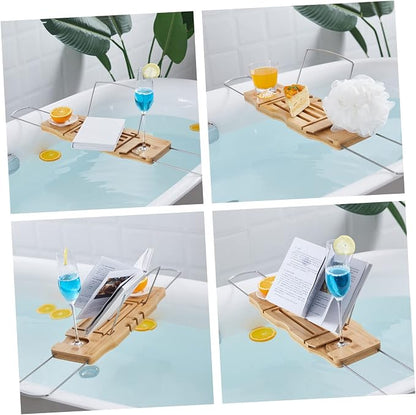 BESTOYARD Adjustable Bath Tray for Bathtub Non- Bath Tray Phone Holder Towel Storage for Relaxing Snacks Movies