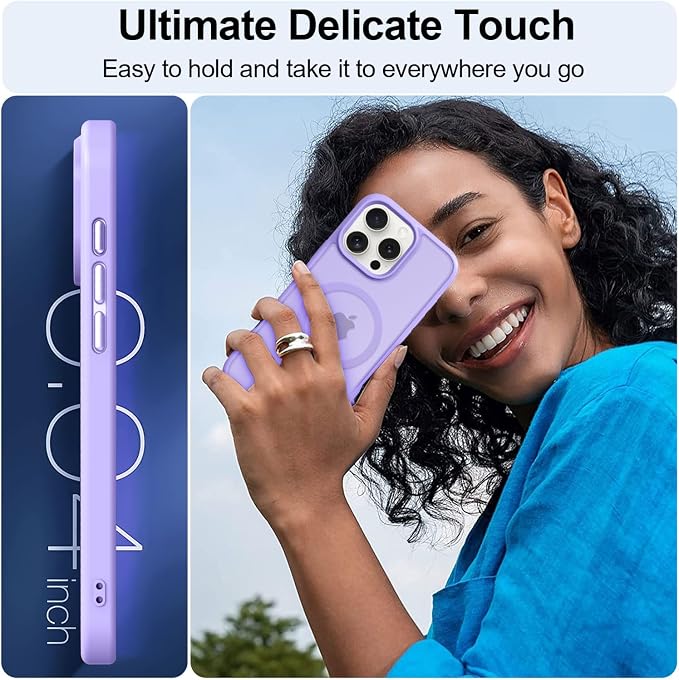 MOCCA Strong Magnetic for iPhone 16 Pro Max Phone Case, [Compatible with Magsafe][16FT Mil-Grade Drop Protection] Slim Translucent Matte Protective Cover Case for iPhone 16 Pro Max Case, Light Purple