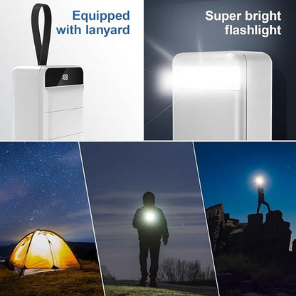 Portable Charger Power Bank 60000mAh, Battery Pack, Large Charging Bank | USB C 22.5W Fast Charging, PD4.0 & QC 4.0, High Capacity, LED Display, 4 Outputs, for iPhone, Android, Travel Essential White