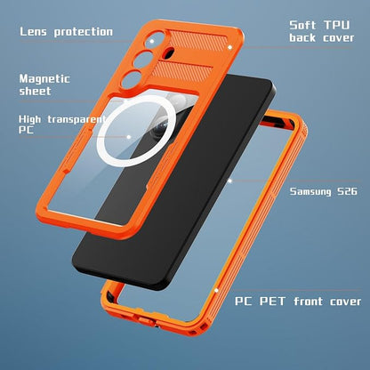Omio Designed for Galaxy S26 Waterproof Case Compatible with MagSafe, Magnetic Waterproof Full Body IP68 Underwater Case Built-in Screen Protector Military Grade Shockproof Case for Men Women Orange