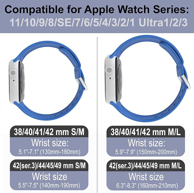 Faith Over Fear Watch Band Compatible with Apple Watch Laser Engraved iWatch Band Silicone 38mm 40mm 41mm 42mm 44mm 45mm 49mm Strap Jesus Psalm Christian God (44/45/49mm M/L, Sapphire Blue)