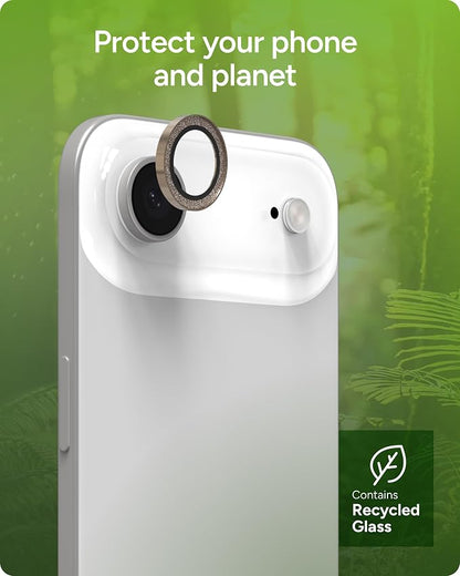 ZAGG iPhone Camera Lens Protector for iPhone Air - Gold Glitter, Camera Ring, Maximum Impact & Scratch Protection, Anti-Reflective Technology, Smudge-Resistant, Precise Fit, Glass Elite