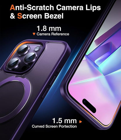 Chicfun 3-in-1 [Magnetic+Kickstand+Ring Holder] for iPhone 15 Pro Max Case Stand Ring Holder Compatible with MagSafe, Military Shockproof Protective Matte iPhone 15 Pro Max Phone Case Kickstand Cover