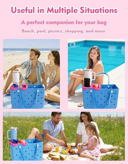 Top Cup Phone Holder Tray Storage Lid for Stanley Compatible with Bogg Bag XL Cover, Cup Organizer Holder Waterproof Silicone Multifunctional Storage Box for Outdoor Beath Camping Travel (Red, L)
