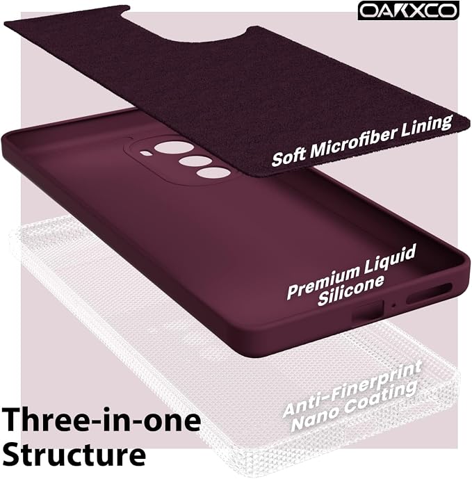 Oakxco for Moto Edge Plus 2022/Edge Plus 5G UW 2022 Phone Case Liquid Silicone, Thin Slim Soft Rubber TPU Plain Smooth Gel Cover for Women Girl, Matte Solid Protective & Shockproof, Burgundy Plum Wine
