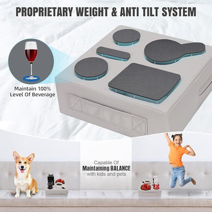 STBoo Couch Cup Holder Pillow - Sofa Drink Cup Holder Cozy Buddy | Bed Caddy Organizer Holds Remote, Snacks, Phones | Waterproof Anti-Spill Sofa Beverage Tray for Car, Pack, Beach, RV, Boat (PUGrey)