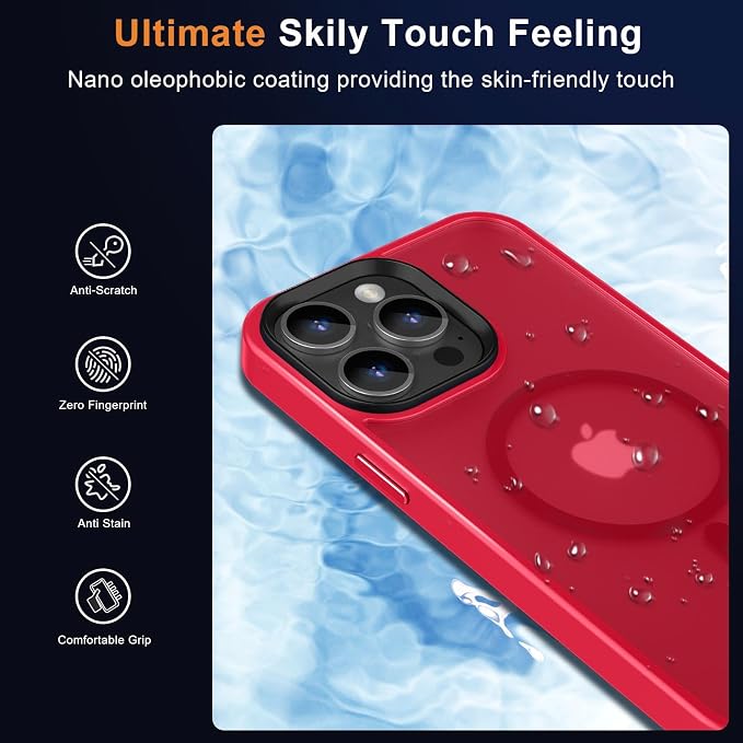 MOCCA Strong Magnetic for iPhone 12 Pro Max Case,[Compatible with Magsafe][Glass Screen Protector+Camera Lens Protector] Slim Thin Shockproof Cover Phone Case for iPhone 12 Pro Max 6.7", Red