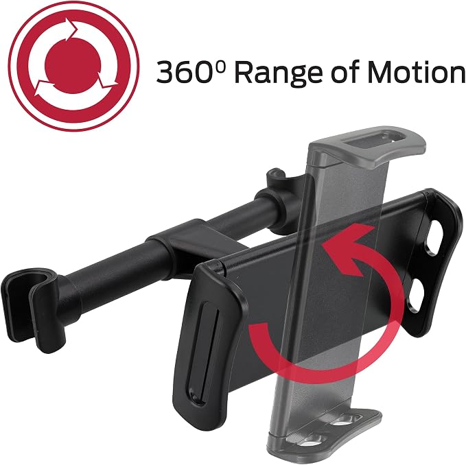 Monster Tablet Mount for Car Headrest, Adjustable Car Tablet Holder for Back Seat Kids, Fits All Tablets up to 7.87” Inches (4”-12” + Sized Tablets), for iPad Pro, Mini, Air, Fire, Galaxy, and More