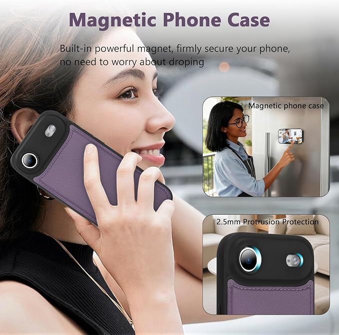 Wallet Case for iPhone Air with Card Holder/Crossbody Wallet/Strap,[RFID Blocking][Magnetic] PU Leather Phone Case for iPhone Air,6.5 in,Purple