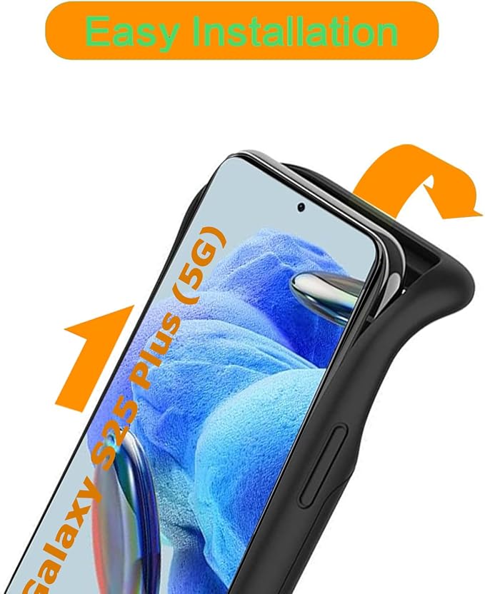 Battery Case for Galaxy S25 Plus,12000mAh Portable Protective Smart Wireless Charging Case Support Carplay Compatible with Galaxy S25 Plus(6.7 inches)Rechargeable Extended Battery Charger Case(Black)
