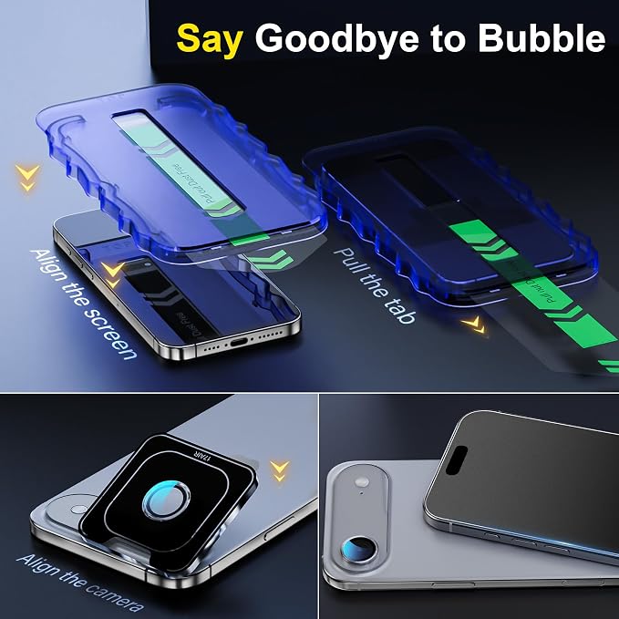 YWXTW 2 Pack for iPhone Air Matte Screen Protector 6.5 Inch + 1 Set Camera Lens Protector, [1S Pull-Out] Anti Glare Anti Fingerprint Air Glass Screen Protector, Bubble Free, Smooth as Silk