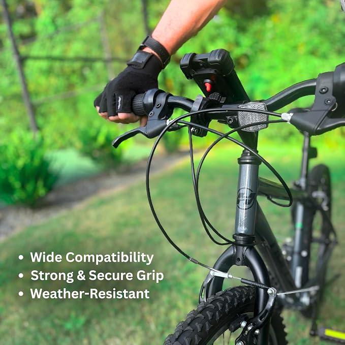 Bike Phone Holder, Phone Holder for Bike, Phone Holder Handlebar, Phone Mount, 360° Handlebar Mount with Secure Lock, Anti-Vibration Pads, Quick-Release Clamp, Fits 4.7″–6.8″ Smartphones