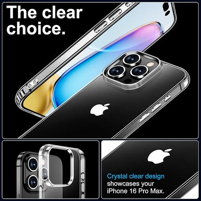 xiwxi for iPhone 16 Pro Max Case,with Screen Protector+Camera Lens Protector,Non-Yellowing,Military-Grade Drop Protection,Perfect Handfeel,Shockproof Bumper,Clear Slim Phone Case-6.9 inch
