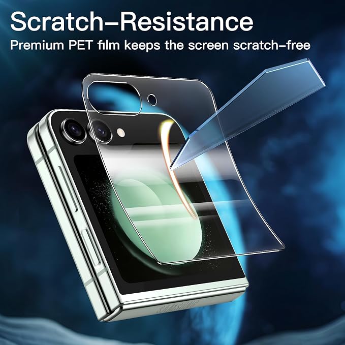 JETech Front Screen Protector for Samsung Galaxy Z Flip 5, 3-Pack | Full-Coverage PET Film, HD Clear, Case-Friendly Design