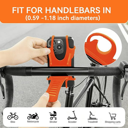 Bike Phone Holder & Motorcycle Phone Mount - Adjustable Handlebar Cell Phone Clasm for Bicycle, Scooter, E-Bike, Universal 4.7"-6.8" Smartphones for iPhone 17/16/15 Pro Max, Galaxy S24, Shockproof