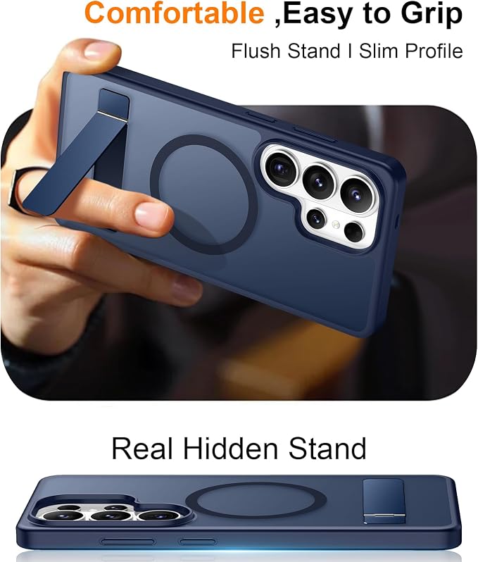Magnetic for Samsung Galaxy S26 Ultra Case, [Innovate Stand][Military Grade Drop Protection][Non Slip][Translucent Matte] Shockproof Phone Case for Galaxy S26 Ultra 2026 -Blue