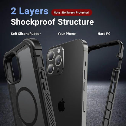 jaroco Magnetic for iPhone 13 Pro Max Case, [Compatible with MagSafe][Military Grade Drop Protection][Heavy Duty Protection][Non-Slip][Shockproof] 2-Layer Durable Bumper Phone Case 6.7''-Black
