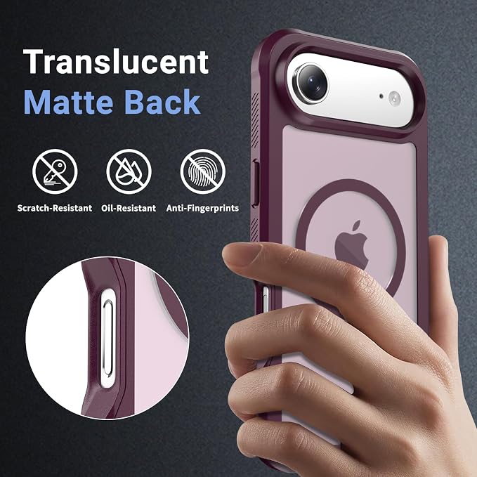 jaroco Magnetic for iPhone Air Case, [Compatible with MagSafe][Military Grade Drop Protection][Heavy Duty Protection][Non-Slip][Shockproof] 2-Layer Durable Bumper Phone Case 6.5''-Wine Red