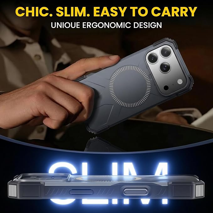 3 in 1 for iPhone 17 Pro Max Case, [1 Screen Protector & 1 Camera Lens Protector], 7X Military-Grade Drop Protection, Fits MagSafe, Tough, Rugged & Durable Heavy Duty, Black