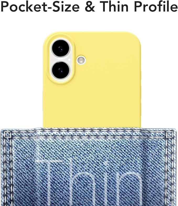 for iPhone 16 Plus Case Silicone Compatible with Magsafe Case, Ultra Slim Thin Magnetic Phone Cases Mag Safe, Cute Soft Rubber Gel TPU Matte Plain Wireless Charging Cover for Women, Yellow