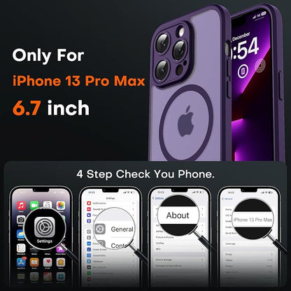 TOCOL for iPhone 13 Pro Max Case, Compatible with Magsafe Charger, Full Camera Protection, Translucent Matte for iPhone 13 Pro Max iPhone Case 6.7 inch (Midnight Purple)