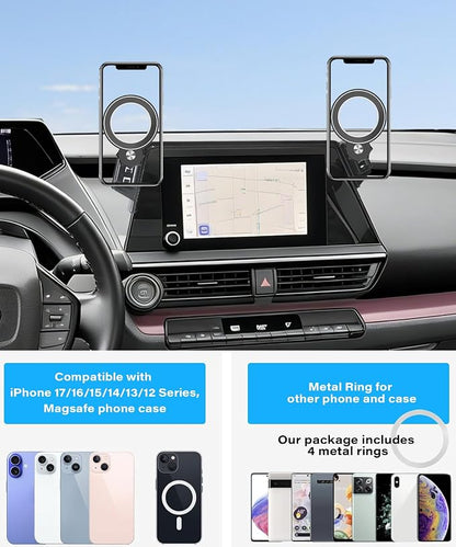Car Phone Holder for Toyota Prius 2023 2024 2025 2026 Accessories Apply to 8 Inch Touch Screen Fixed Clip MagSafe Passenger Cell Phone Mount Handsfree 360° Rotation