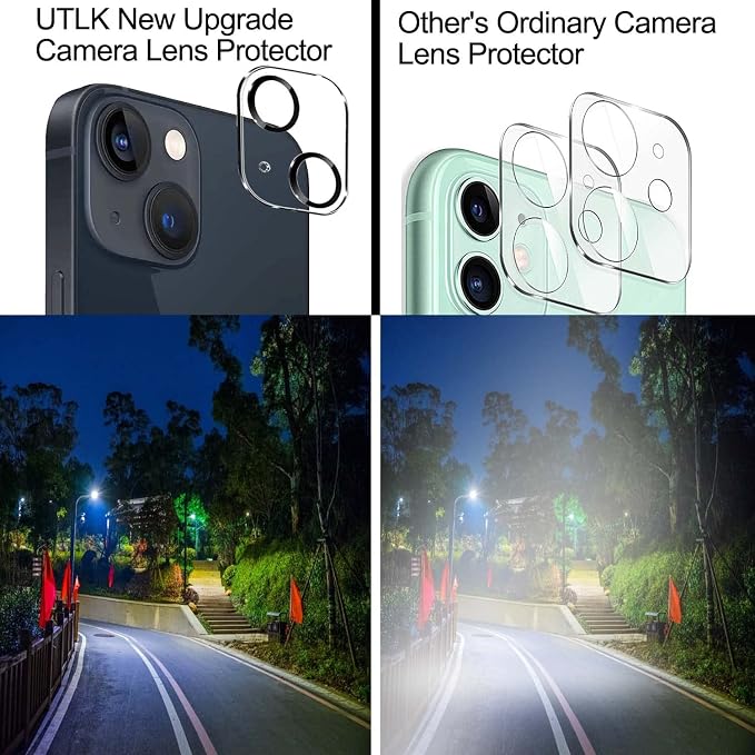 [ 2+2 +2 ] 2 Front + 2 Back for iPhone 13 Glass Screen Protector HD Clear +2 Glass Camera Lens Protector for iPhone 13 (6.1") with Installation Frame,Case friendly