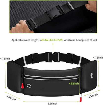 Hydration Running Belt for Women Men Running Fanny Pack with Foldable Water Bottle Holder (Bottles NOT Included) for Walking No Bounce Adjustable Waist Pouch for Runners Jogging