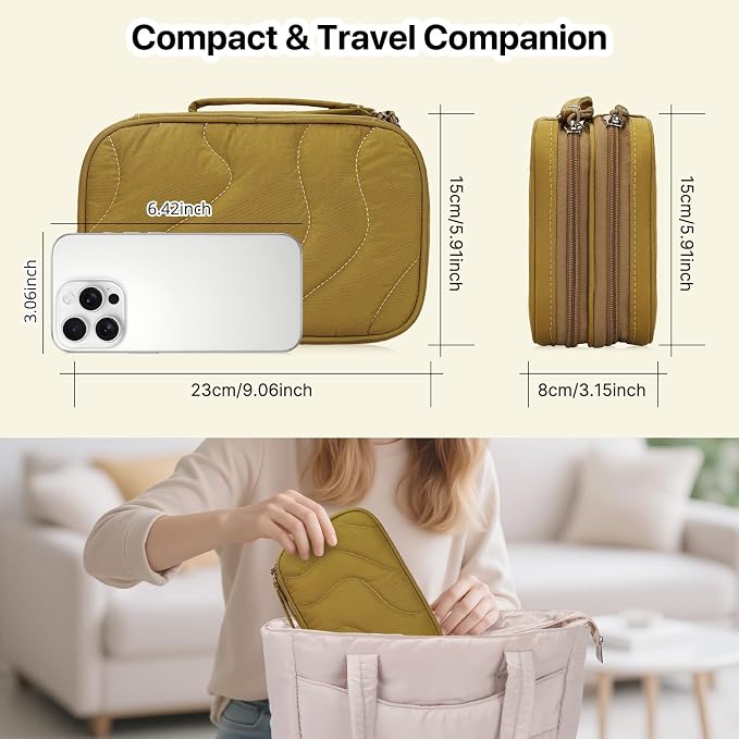 Skycase Tech Pouch - Lightweight Electronics Organizer Travel Case, Double Layers Travel Cable Organizer, All-in-One Storage Bag for Charger, Cord, Phone, Flash Drive, Accessories - XL