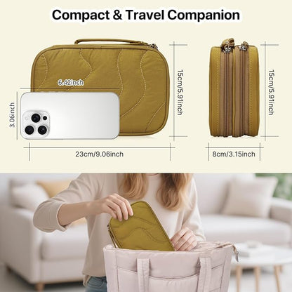 Skycase Tech Pouch - Lightweight Electronics Organizer Travel Case, Double Layers Travel Cable Organizer, All-in-One Storage Bag for Charger, Cord, Phone, Flash Drive, Accessories - XL