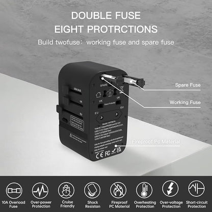 HAPOW Voltage Converter Universal Travel Adapter, PD20W International Power Adapter,Fast Charging Travel Charger, All in One Worldwide Travel Plug Adapter, Outlet Adapter for EU UK USA AU, Black