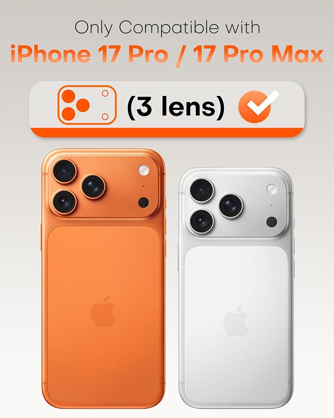 TOCOL Camera Lens Protector for iPhone 17 Pro Max/iPhone 17 Pro Tempered Glass HD Individual Scratch Resistant Camera Cover Accessories Case Friendly 2 Pack（Silvery）