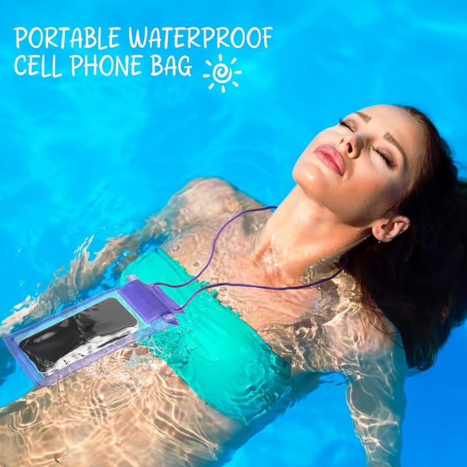 Soaoo 100 Pcs Universal Waterproof Phone Pouch Waterproof Phone Case Dry Bag with Lanyard Cellphone Dry Bag for Beach Swimming Travel Multicolor