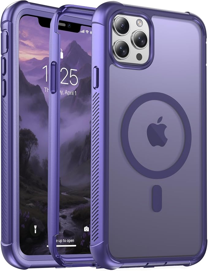 jaroco Magnetic for iPhone 11 Pro Max Case, [Compatible with MagSafe][Military Grade Drop Protection][Heavy Duty Protection][Non-Slip][Shockproof] 2-Layer Durable Bumper Phone Case 6.5''-Dark Purple