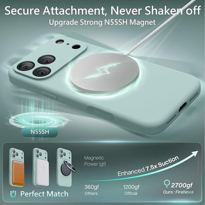 FireNova Magnetic for iPhone 17 Pro Case, Compatible with MagSafe, [Integrated Silicone Camera Control Button] [Camera Protection] Anti-Scratch Microfiber Lining Phone Case, 6.3", Mint Green