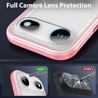 SPORTLINK for iPhone Air Waterproof Case - Dustproof/Rugged Full Body Shockproof/Dropproof/Built in Screen Protector/IP68 Underwater for iPhone Air Case 6.5 inch Pink/Frosted Clear