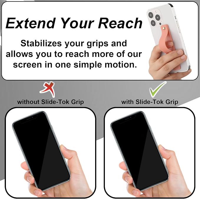Weewooday 6 Pieces Phone Grip Holder Cell Phone Grip Strap Telescopic Finger Strap Stand Universal Finger Kickstand for Most Smartphones(Pink, White)