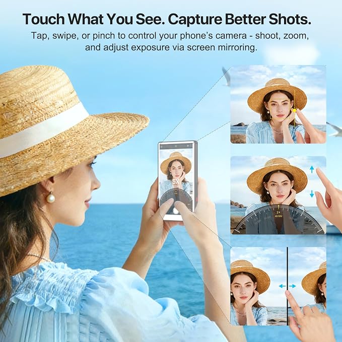 5" Touch Back Camera Monitor iPhone 17, Magnetic Selfie Monitor Screen iPhone, Wireless Screen Mirroring, Back Camera Selfie Monitor with Headphone Jack,2600mAh for Vlog,Snaplylens for iPhone,Android