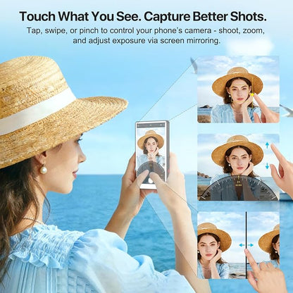 5" Touch Back Camera Monitor iPhone 17, Magnetic Selfie Monitor Screen iPhone, Wireless Screen Mirroring, Back Camera Selfie Monitor with Headphone Jack,2600mAh for Vlog,Snaplylens for iPhone,Android