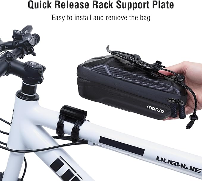 MOSISO Bike Bag Waterproof EVA Bicycle Frame Bag, Bicycle Phone Holder Top Tube Pouch for Phones Under 6.8 inch, Quick Release Cycling Pouch Bike Accessories for Riders Road Mountain Cycling, Black