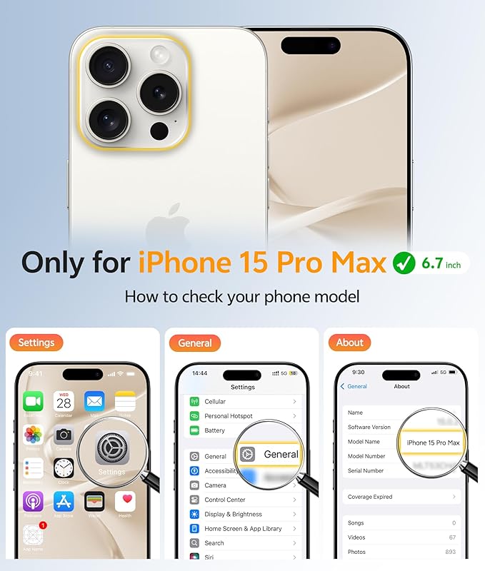 FNTCASE for iPhone 15 Pro Max Case: [Compatible with Magsafe] Translucent Matte Cases with [Full Camera Protection] [Screen Protector] Military Grade Shockproof Protective Phone Cover - Off White