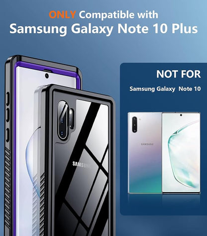 Temdan for Samsung Galaxy Note 10 Plus Case Waterproof, [Military-Grade Drop Protection] [IP68 Underwater] Full Body Heavy Duty Rugged Shock-Proof Case for Note 10 Plus 6.8''-Purple