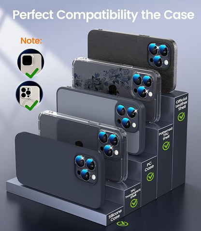 PandaShield 2-Pack Anti-Reflection Camera Lens Protector for iPhone 17/16/15 Pro & Pro Max, Easy Installation,Anti-Scratch,9H Hardness,98% Ultra Clarity,Maintains Original Lens Design-Natural Titanium