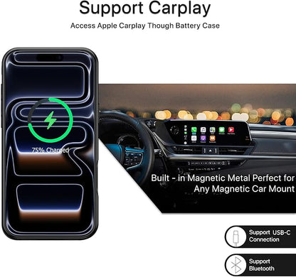 Battery Case for iPhone 17 Pro Max,Upgraded 12000mAh Capacity Rechargeable Portable Extended Charger Case Wireless Charging Compatible with iPhone 17 Pro Max(6.9 inch) Charging Cover & Carplay (Black)
